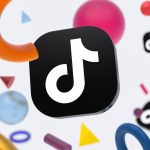 tiktok logo on abstract geometry background
