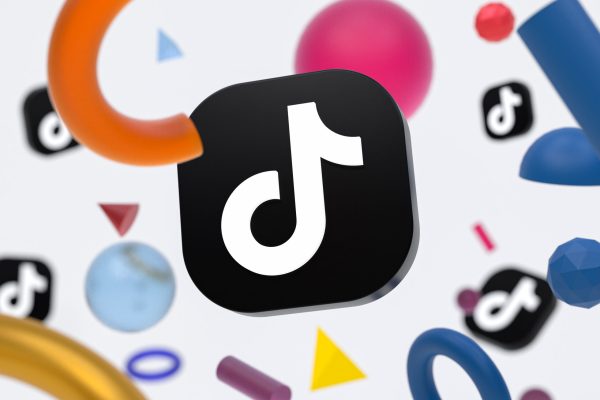 tiktok logo on abstract geometry background